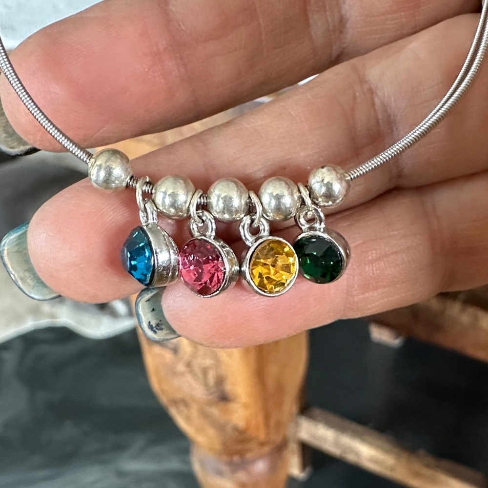 Flexible Multi-Color Gemstone Wire Bangle - image 4